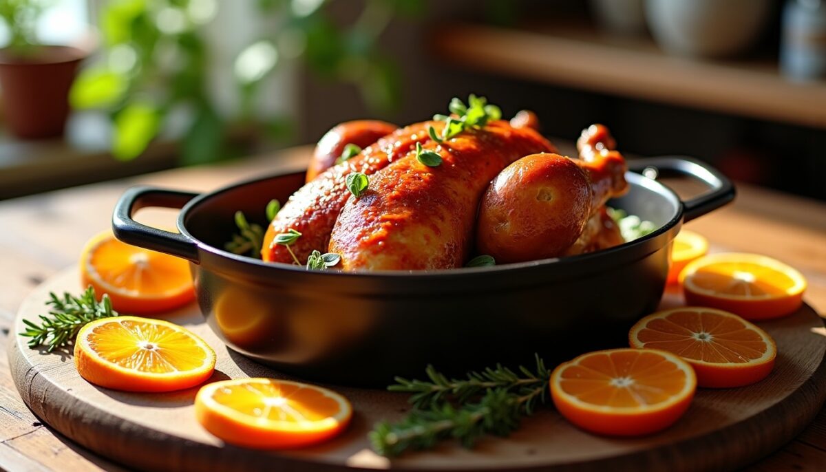 Délicieux canard à l'orange en cocotte : une recette simple et rapide à maîtriser